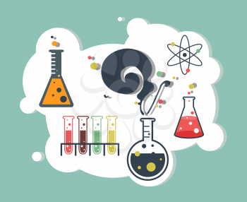 Old science and chemistry infographic laboratory  