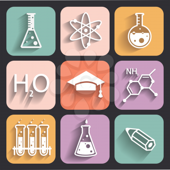 Colored chemistry icons  for learning and web applications
