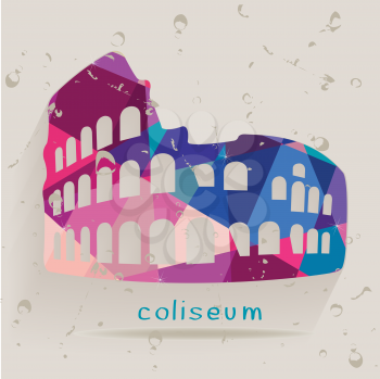 Roman coliseum silhouette made of triangles