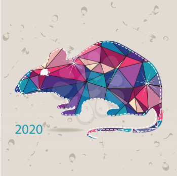 The 2020 new year card with Rat made of triangles