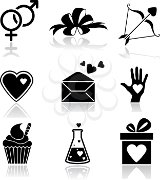Valentine day love icons set
