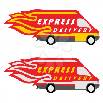 Express Delivery Symbols. Yellow-Red and Yellow-Silver Variations. Vector illustration