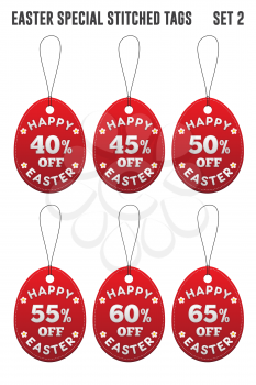 Easter discount tags in the form of egg. Set 2. Vector illustration.