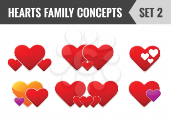 Hearts family concepts. Set 2. Vector illustration.