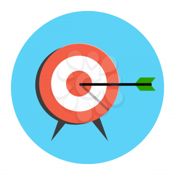 Target Icon. Flat style illustration. Isolated in colored circle on white background.