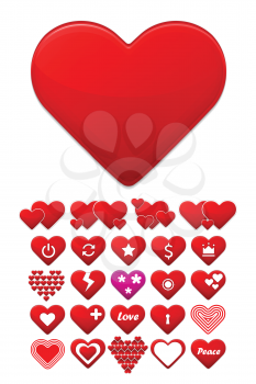 Heart icons set. Stylize trendy design. Vector concept illustration.