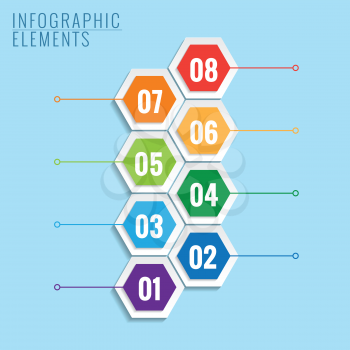 Infographic with honeycomb structure on the blue background. 