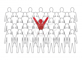 Unusual person in the crowd. Vector concept illustration.