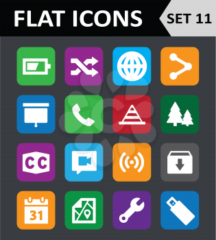 Universal Colorful Flat Icons. Set 11.