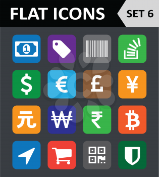 Universal Colorful Flat Icons. Set 6.