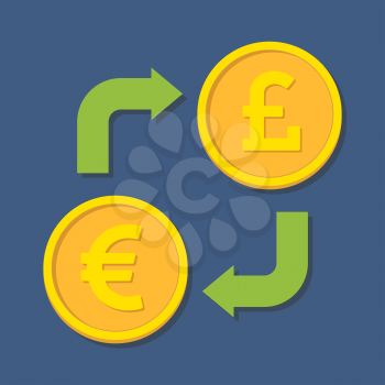 Currency exchange. Euro and Pound Sterling. Vector illustration