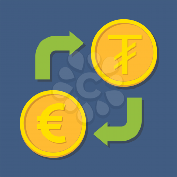 Currency exchange. Euro and Tugrik. Vector illustration