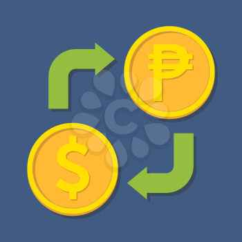Currency exchange. Dollar and Peso. Vector illustration