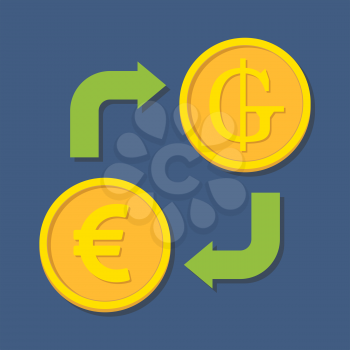 Currency exchange. Euro and Guarani. Vector illustration