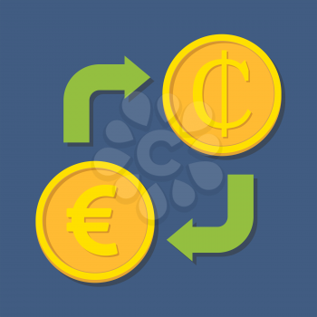 Currency exchange. Euro and Cedi. Vector illustration