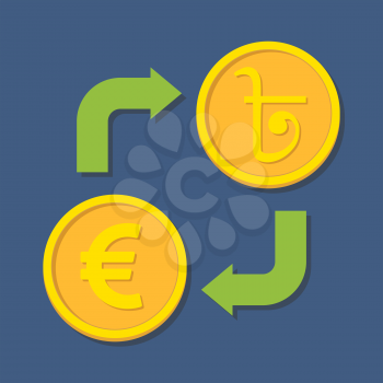 Currency exchange. Euro and Bengali Rupee. Vector illustration