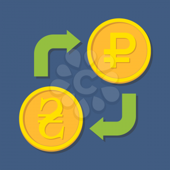 Currency exchange. Hryvnia and Ruble. Vector illustration