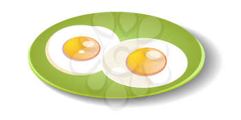 Fried eggs on a plate. Vector Illustration