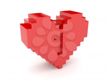 3D heart. Number 1 cutout inside. Concept illustration.