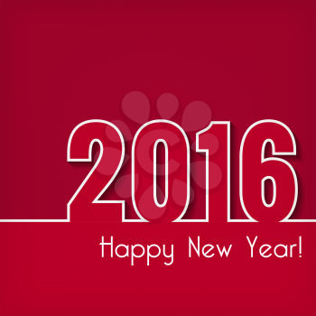 2016 Happy New Year design over red background. Vector illustration