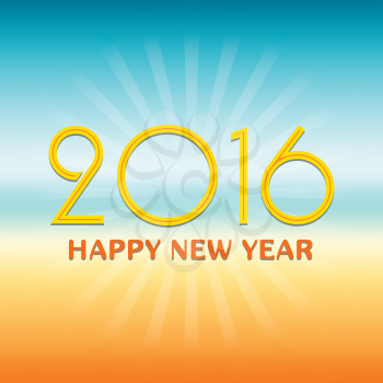 2016 Happy New Year design over tropical style background. Vector illustration