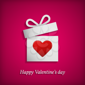 Gift box with heart symbol. Valentine's day concept. Vector illustration