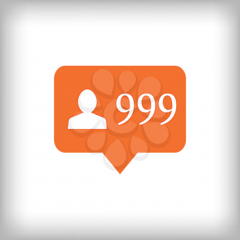 Followers orange icon. 999 followers . Vector illustration