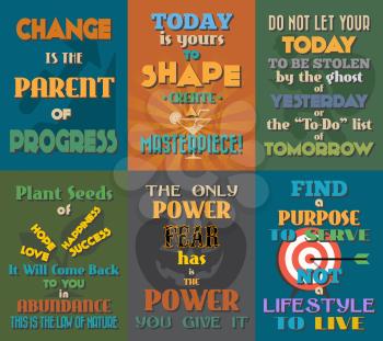 Unusual motivational and inspirational quotes posters. Set 4. Vector illustration