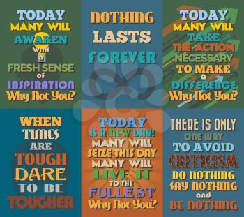 Unusual motivational and inspirational quotes posters. Set 5. Vector illustration