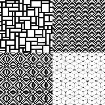 Seamless patterns. Set 1. Abstract geometric. Vector Illustration