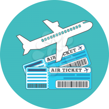 Traveling, Ticket booking concept. Flat design. Icon in turquoise circle on white background