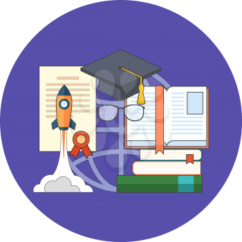 Potential of education concept. Flat design. Icon in purple circle on white background