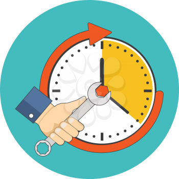 Time management concept. Flat design. Icon in turquoise circle on white background
