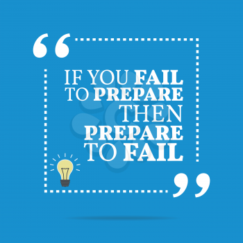 Inspirational motivational quote. If you fail to prepare then prepare to fail. Simple trendy design.