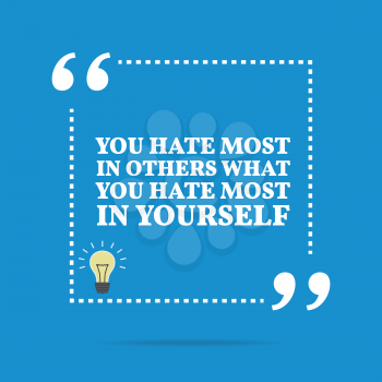 Inspirational motivational quote. You hate most in others what you hate most in yourself. Simple trendy design.