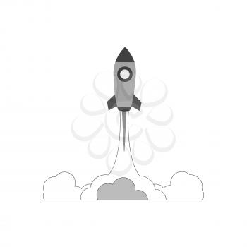 Rocket launch icon, startup concept. Symbol in trendy flat style isolated on white background. Illustration element for your web site design, logo, app, UI.