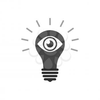 Light bulb with eye icon. Vision concept. Symbol in trendy flat style isolated on white background. Illustration element for your web site design, logo, app, UI.
