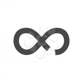 Broken infinity icon. Symbol in trendy flat style isolated on white background. Illustration element for your web site design, logo, app, UI.