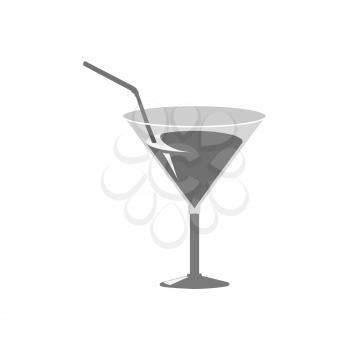 Cocktail glass with tube icon. Symbol in trendy flat style isolated on white background. Illustration element for your web site design, logo, app, UI.