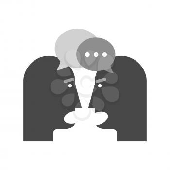 Two person chatting icon. Dispute concept. Symbol in trendy flat style isolated on white background. Illustration element for your web site design, logo, app, UI.