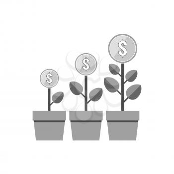 Money trees icon. Financial growth concept. Symbol in trendy flat style isolated on white background. Illustration element for your web site design, logo, app, UI.