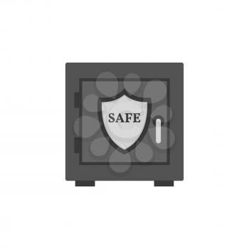 Safe with shield icon. Security, protection concept. Symbol in trendy flat style isolated on white background. Illustration element for your web site design, logo, app, UI.
