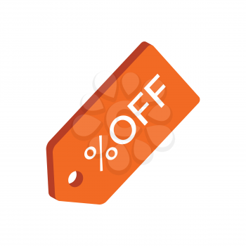 Discount tag symbol. Flat Isometric Icon or Logo. 3D Style Pictogram for Web Design, UI, Mobile App, Infographic. Vector Illustration on white background.