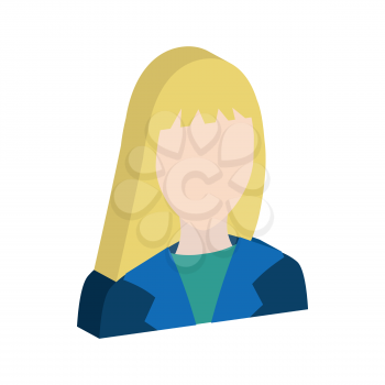 Female avatar symbol. Flat Isometric Icon or Logo. 3D Style Pictogram for Web Design, UI, Mobile App, Infographic. Vector Illustration on white background.