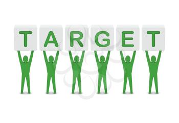 Men holding the word target. Concept 3D illustration.