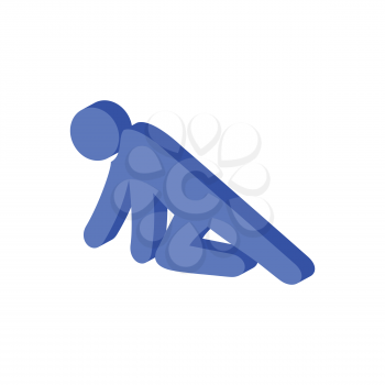 Man Crawling on Knees symbol. Flat Isometric Icon or Logo. 3D Style Pictogram for Web Design, UI, Mobile App, Infographic. Vector Illustration on white background.