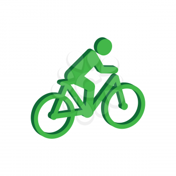 Cyclist symbol. Flat Isometric Icon or Logo. 3D Style Pictogram for Web Design, UI, Mobile App, Infographic. Vector Illustration on white background.
