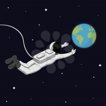 Astronaut in Space. Space Exploration Concept. Vector illustration