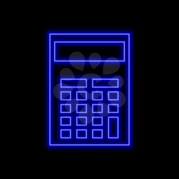 Calculator neon sign. Bright glowing symbol on a black background. Neon style icon. 