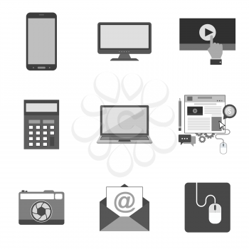 Set of icons and symbols in trendy flat style isolated on white background. Vector illustration elements for your web site design, logo, app, UI.